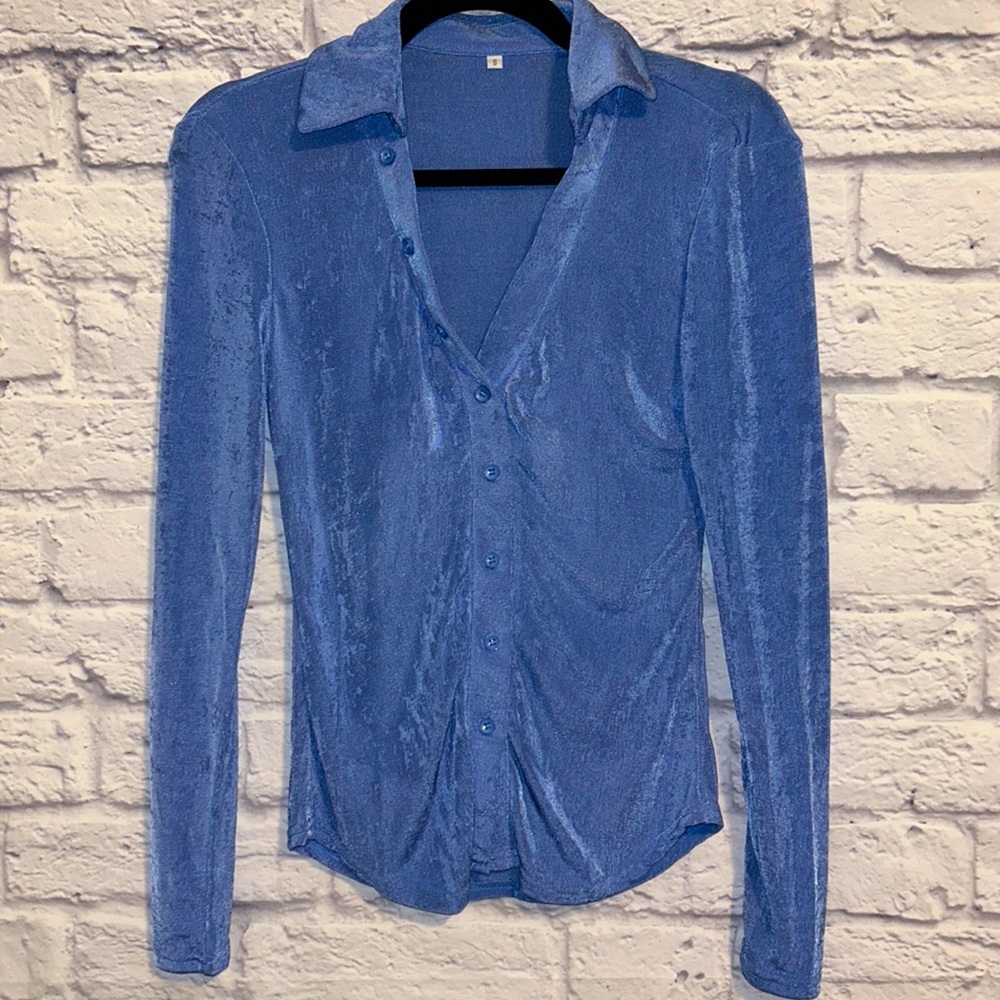 Button Down Collared Blouse - Picture 2 of 6